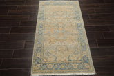 3x5 Gray, Beige, Aqua Color Hand Knotted Afghan Oushak Wool Transitional Oriental Rug